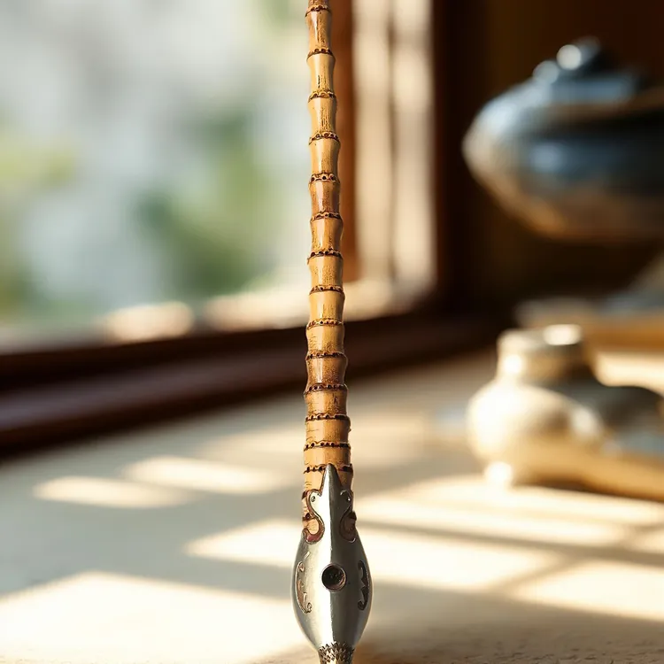 精品全铜莲花座蝴蝶面老式旱烟斗传统手工竹根朝烟筒