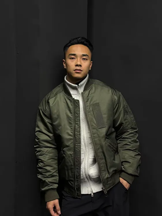 【硬】MA1飞行员夹克男士秋款夹克纯色棉衣外套男短款宽松棉服夹克