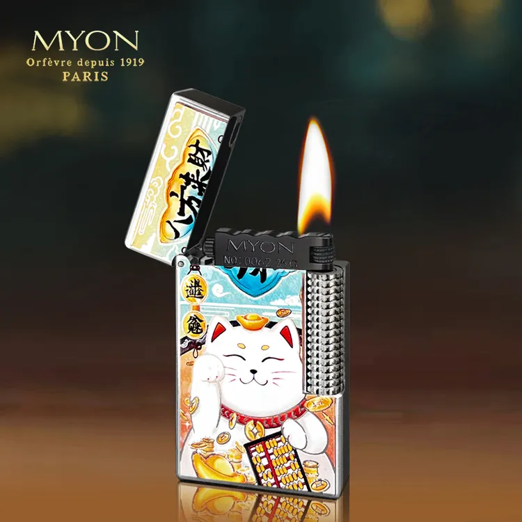 MYON爵士待机王勉牌M9八方来财包银珐琅彩工艺煤油打火机
