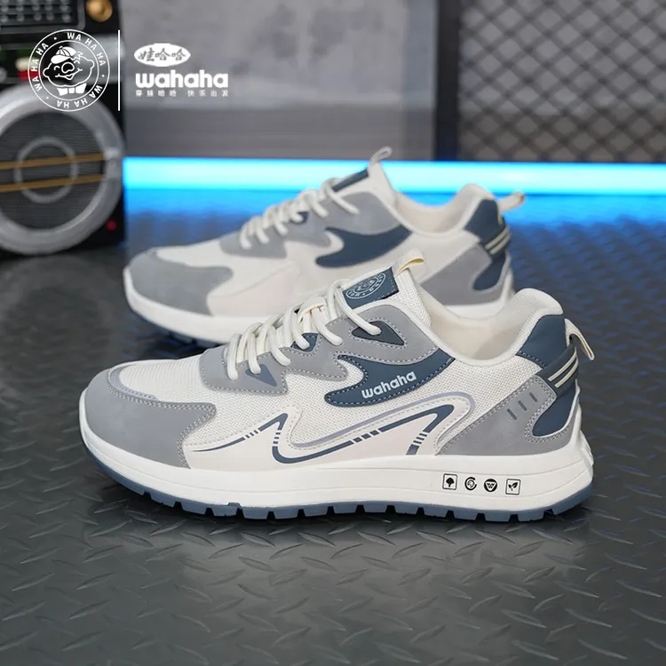 Wahaha/娃哈哈休闲男鞋网面透气夏季百搭男士软底阿甘鞋轻便板鞋