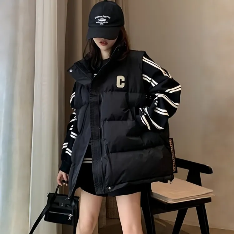 简约风马夹休闲百搭女棉衣2025秋冬新款棉袄棉服马甲厚外套