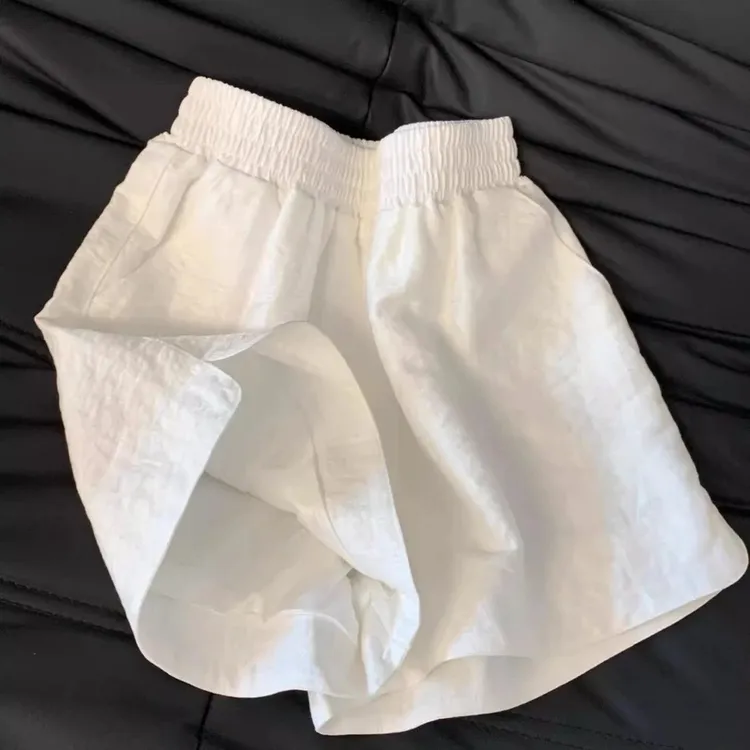 白色短裤女薄款亮丝速干宽松小个子a字显瘦阔腿休闲热裤