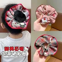 B-1379（满10米飞）yy 韩版儿童格子粉猫大肠圈丸子头发绳   发圈