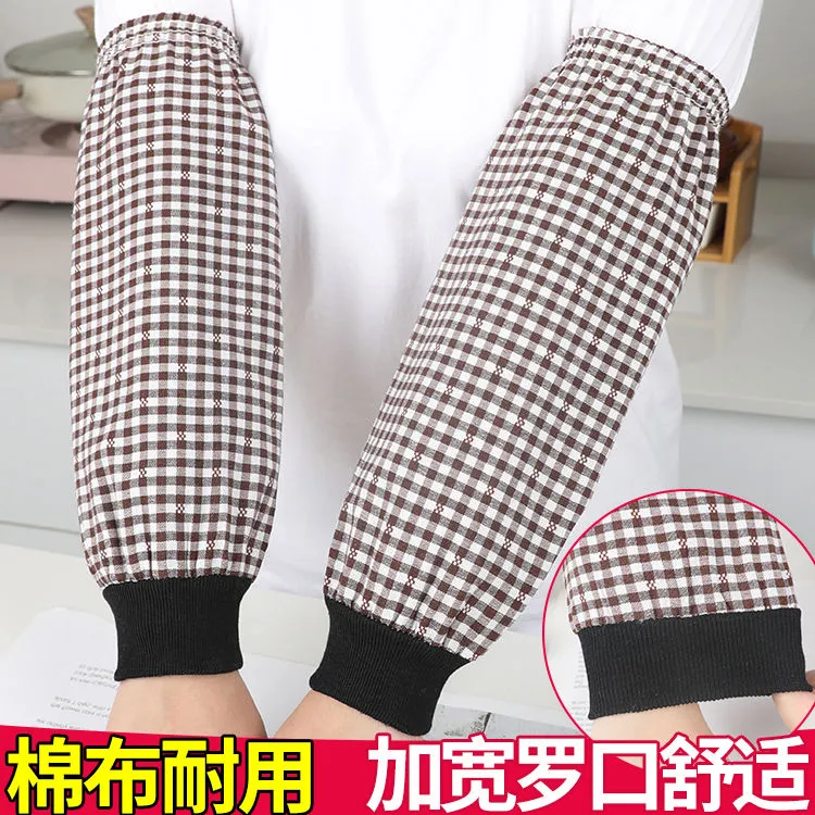 罗口袖套男女厨房加长款棉布套袖工作上班干活耐脏劳保护袖套家用