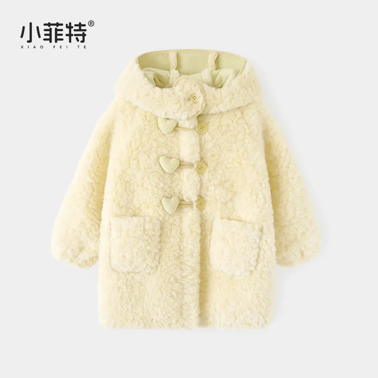 小菲特女童冬装连帽外套中大童儿童保暖加厚颗粒绒上衣YNYD56570