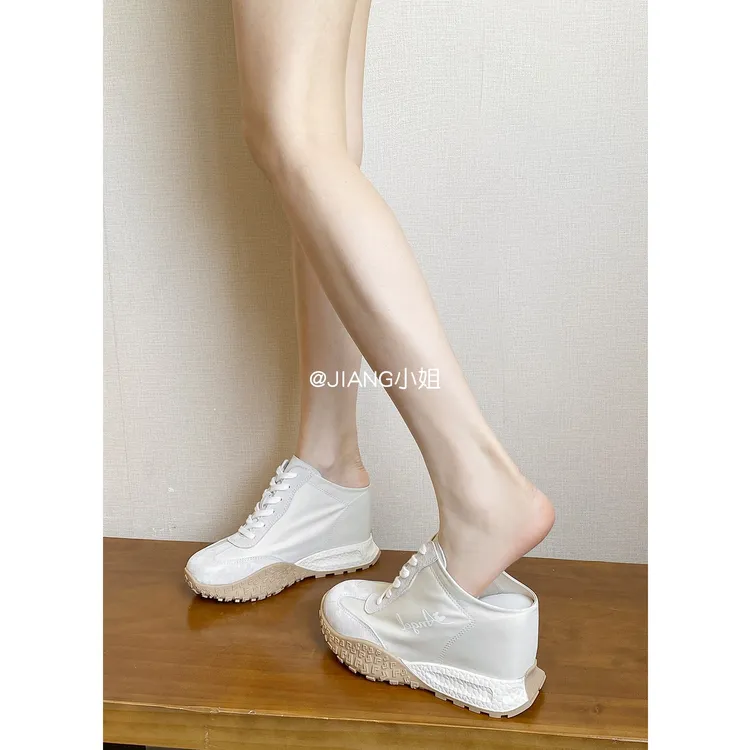 10CM百搭内增高小个子德训鞋2025年网红半拖透气厚底一脚蹬阿甘鞋