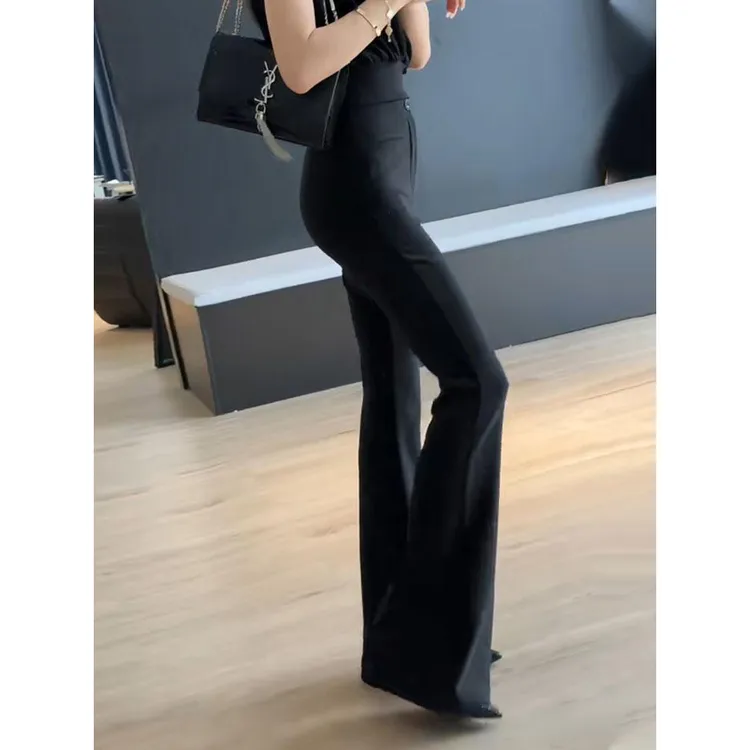 黑色微喇叭裤女2025秋冬高腰修身显瘦西装裤子百搭休闲马蹄裤长裤