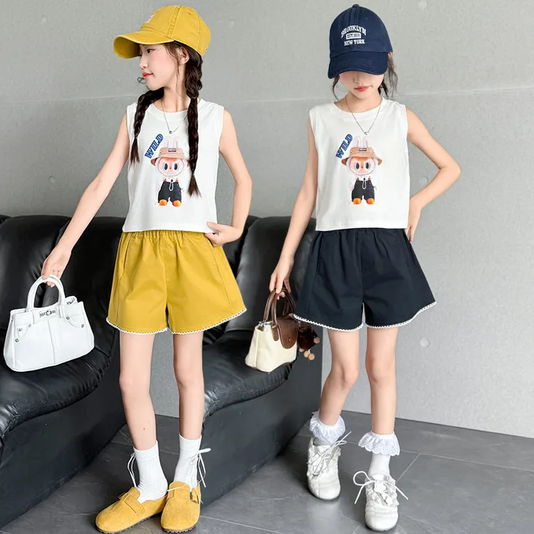 女童2025新款夏套装儿童背心短裤6-12岁夏季小女孩童装运动衣服潮