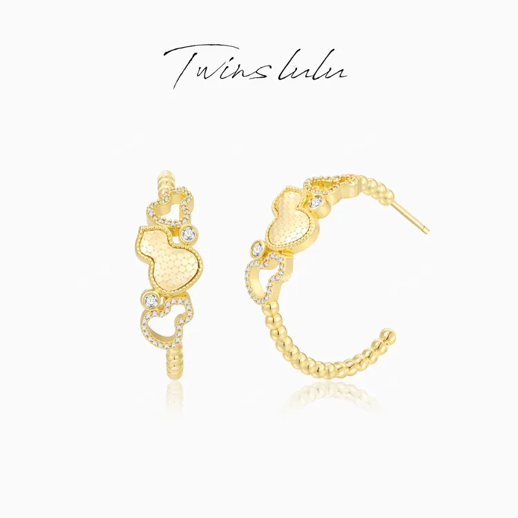 TWINS LULU 镀K金【多福】百搭高级感小众葫芦C形耳环TSL2422