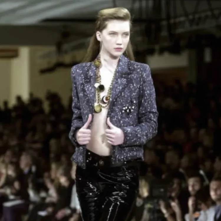 whoskongxx｜秀款高级手工坊满天星成衣蓝白雪花外套01年【干洗】