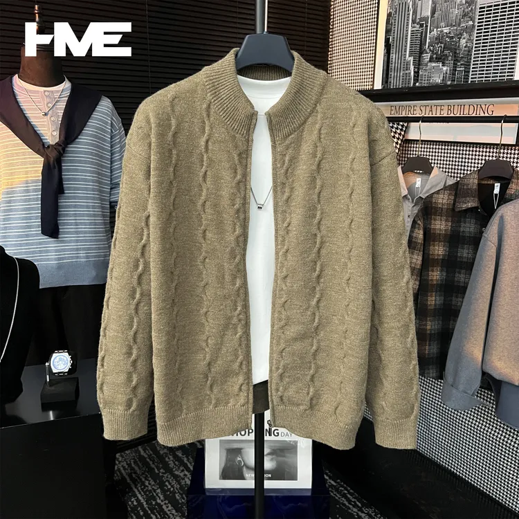 【断码五折】【琥珀绞花针织】原创秋冬浮雕提花百搭老钱拉链针织开衫