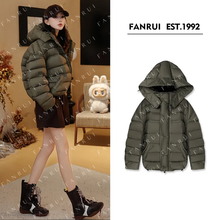 抖音双11泛芮「樱絮屋」90白鸭绒保暖加厚连帽羽绒服外套女B18721