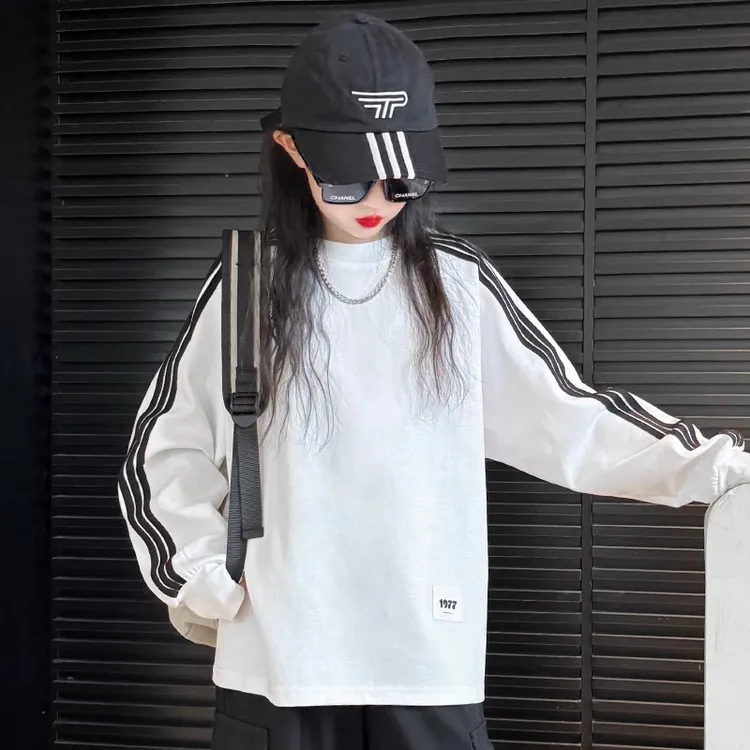 女童打底衫春秋2025新款儿童纯棉白色上衣女大童春装洋气长袖t恤