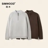 SIMWOOD/简木【宽松版】5针抗静电插肩袖半拉链高领毛衣S12250529