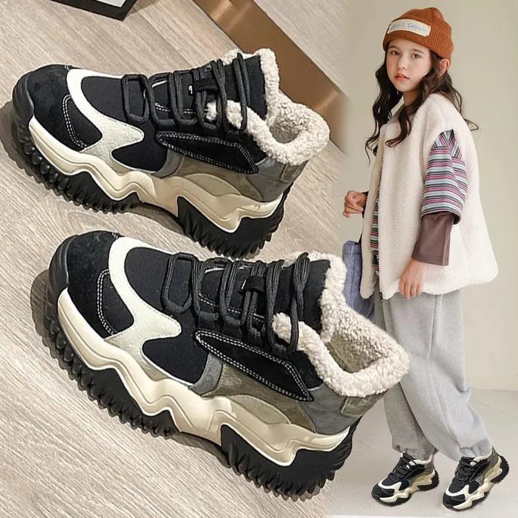 阿童木女童大棉鞋2025新款冬季加绒二棉鞋儿童运动鞋子软底雪地靴