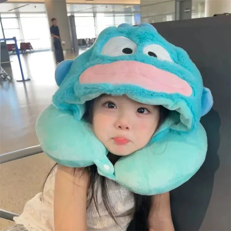 可爱卡通小丑鱼u型枕连帽脖子护颈便携旅行飞机坐车长途睡觉头枕