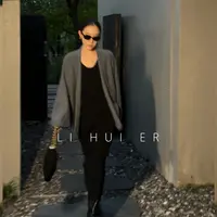 LiHuiEr李慧儿【晚月山泉】秋季轻奢百搭黑色针织连衣裙LL025787
