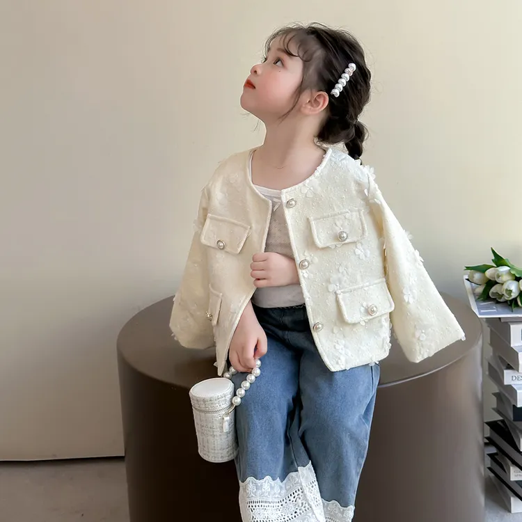 女童小香风外套2025新款儿童春秋装韩版洋气女宝宝春季甜美风上衣