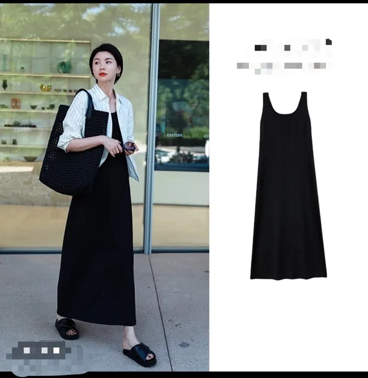 夏季冰丝背心裙宽松大码显瘦背心裙