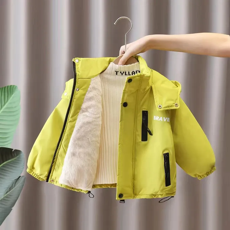 男童棉服冬装2025新款儿童棉衣洋气加绒加厚冬款网红连帽派克服冬