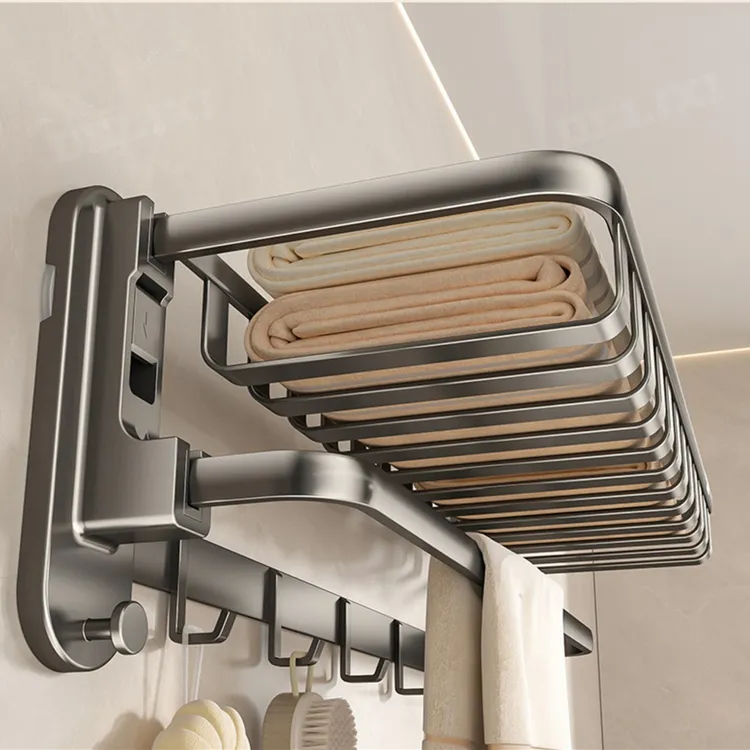 吸盘毛巾架免打孔卫生间置物架浴室淋浴房壁挂式浴巾收纳架