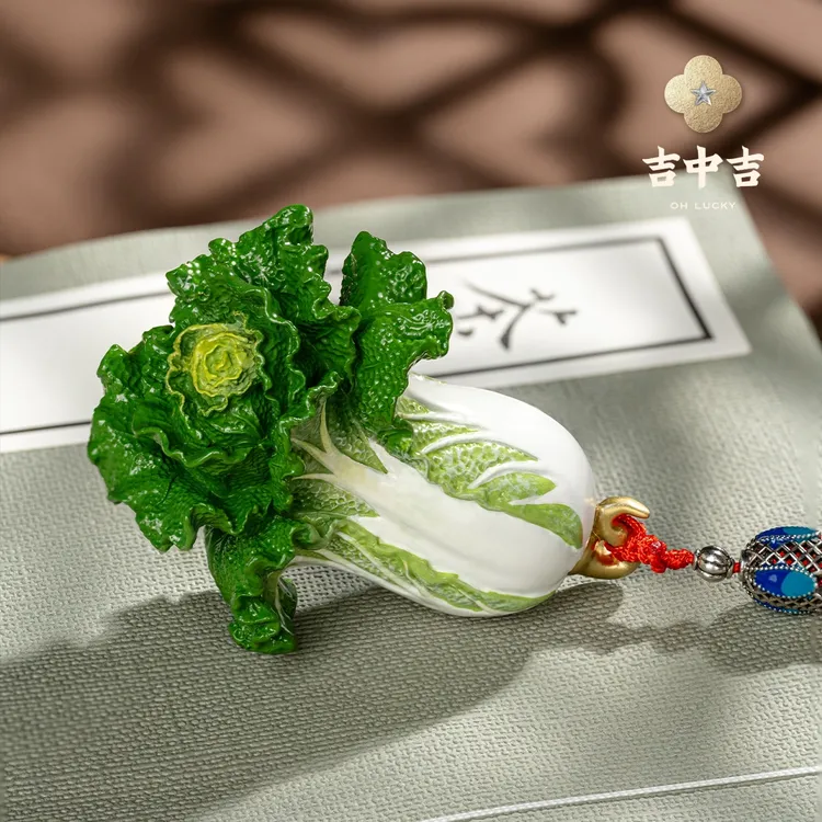 吉中吉·铜《手握百财》客厅桌面铜白菜摆件 家居装饰工艺品