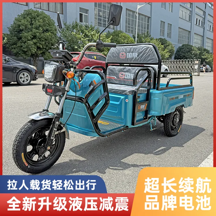 国威电动三轮车家用小型客货两用电瓶车摆摊代步老年人农用三轮车