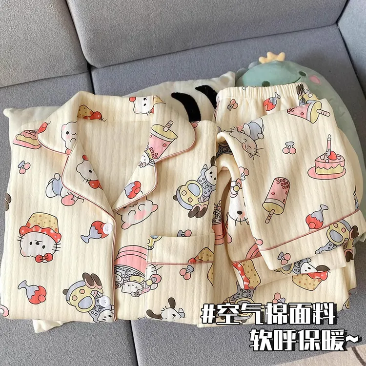 HelloKitty儿童空气棉睡衣春秋冬季小女孩夹棉保暖可爱卡通家居服
