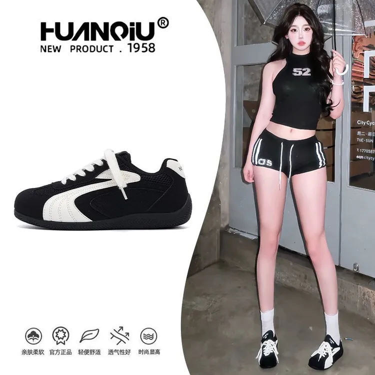 环球复古内增高德训鞋女2025秋季新款隐形增高5CM透气休闲女鞋子