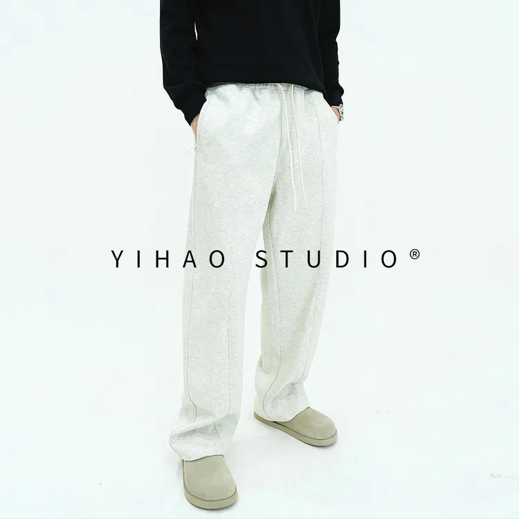 YIHAO STUDIO秋季新款男士宽松直筒休闲裤百搭立体剪裁运动长裤