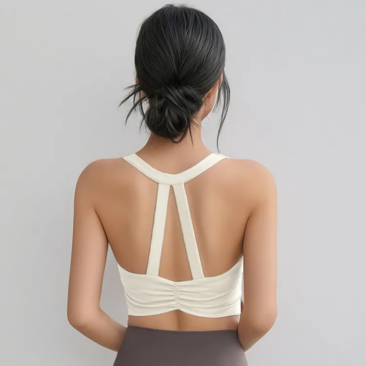 镂空美背瑜伽内衣女一体式固定杯防震收副乳运动文胸外穿吊带背心