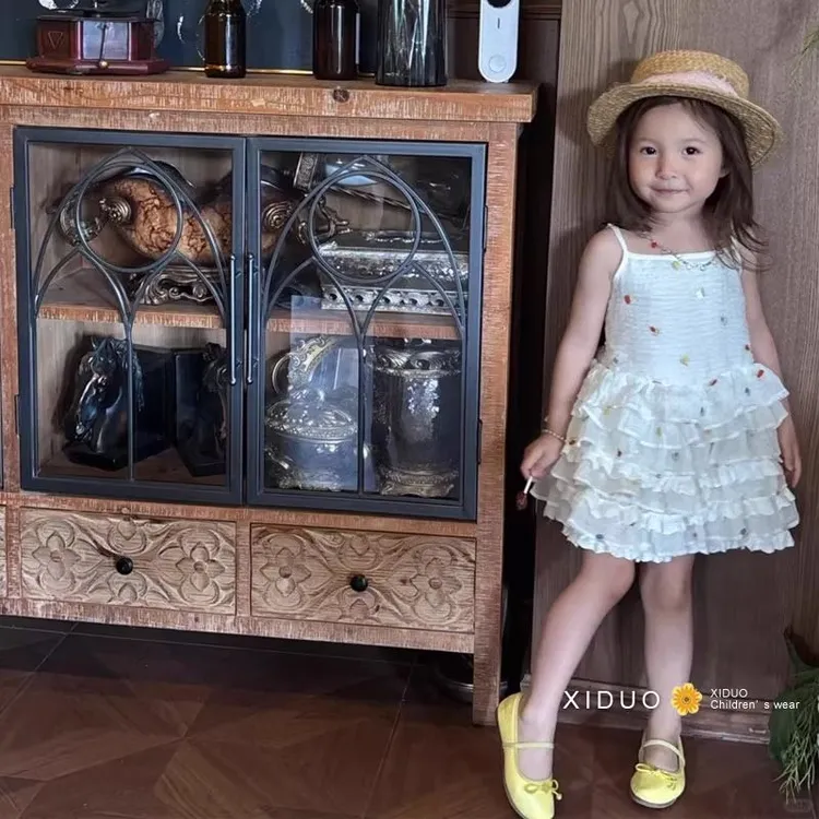 童装女童夏款蓬蓬蛋糕公主裙韩系女宝甜美可爱蓬蓬花边吊带连衣裙