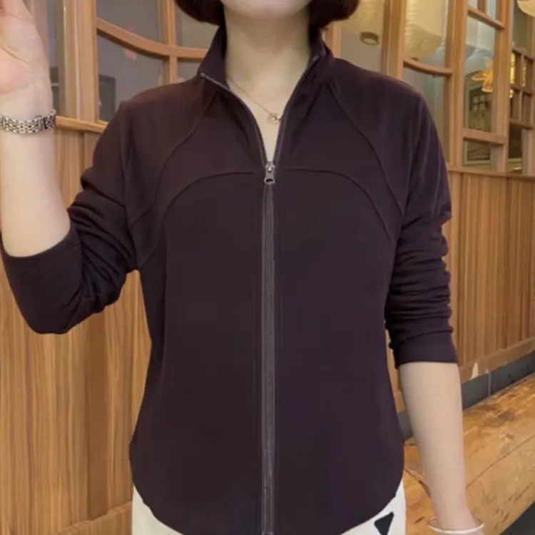 2507#拉链纯色百搭加绒保暖外套（4色可选）