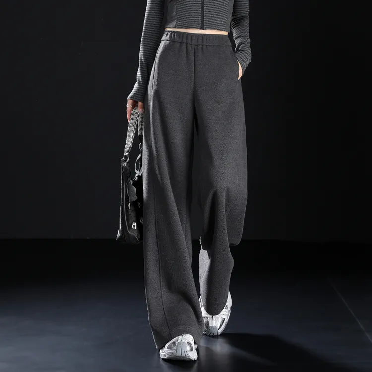 灰色休闲裤秋冬季2025流行网红裤子宽松垂感阔腿裤百搭显瘦直筒裤