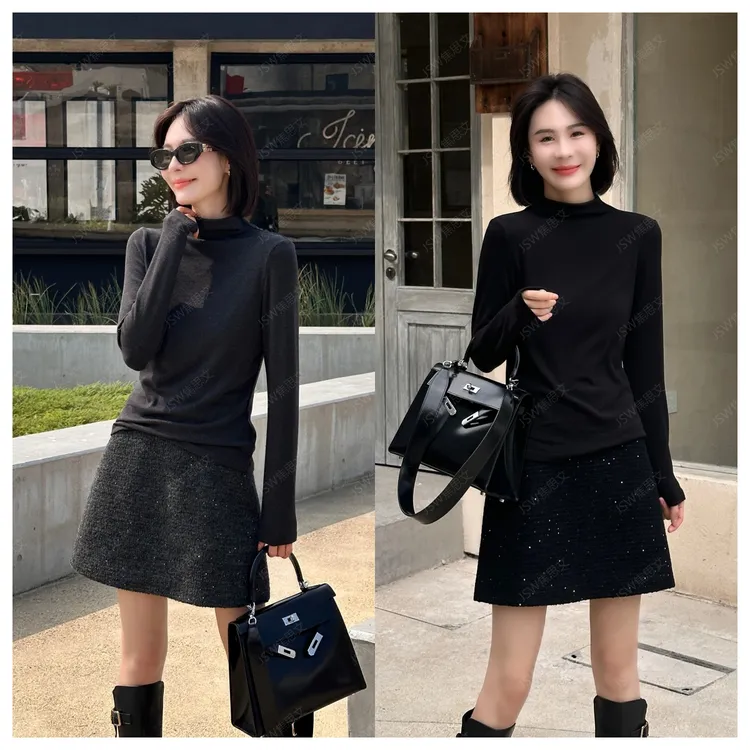 焦思文 秋冬时尚休闲洋气百搭半高领打底衫251011Y9