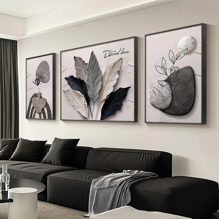 客厅背景墙挂画家大业大装饰画沙发背景墙挂画高级感客厅三联画