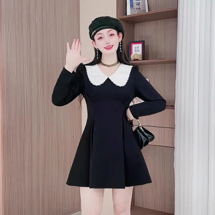 3801秋冬减龄连衣裙气质百搭设计感内搭打底裙显瘦洋气大码女装裙