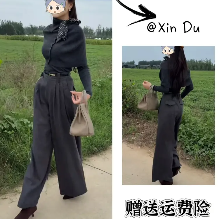 2025秋季新款时尚显瘦气质女士网红洋气两件套百搭款D23130