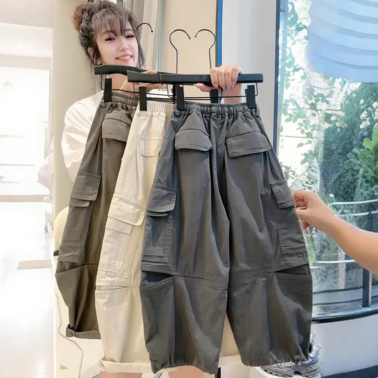 [纯棉品质]秋季新款男童女童长裤2025新款中大童宽松休闲工装裤