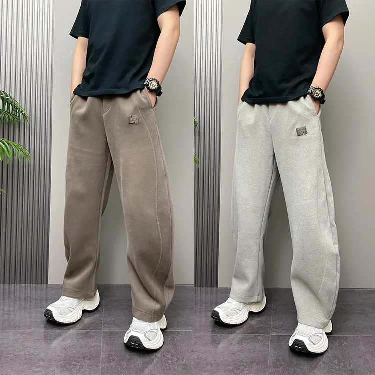 25秋冬新款重磅美式直筒休闲裤男潮牌百搭运动卫裤宽松阔腿弯刀裤