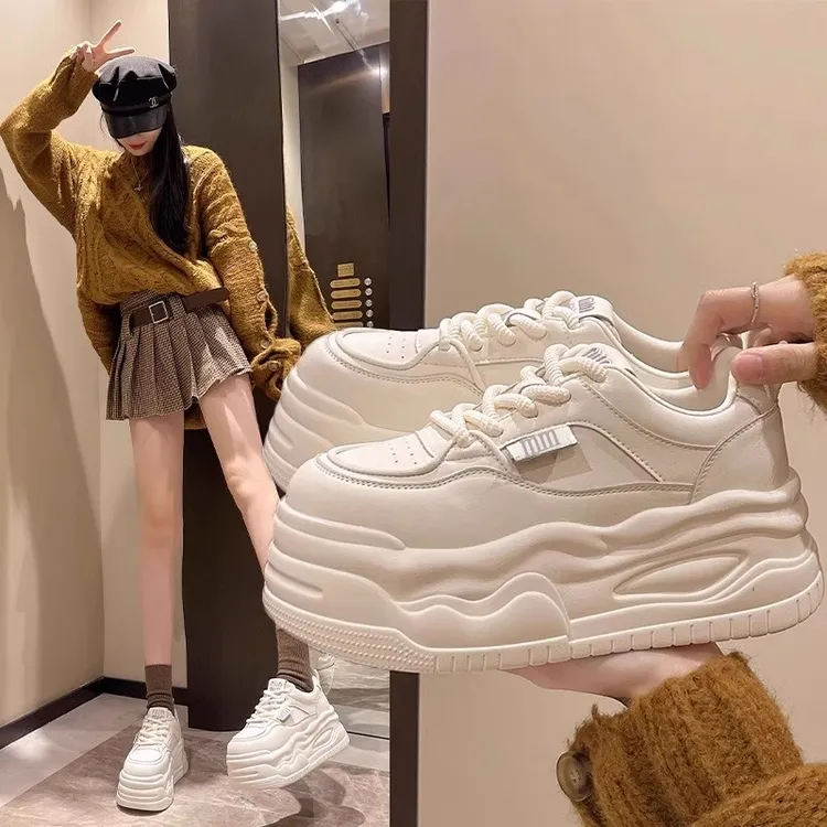 7CM厚底增高小白新款爆款运动系带轻奢休闲单鞋女夏季