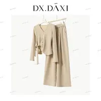 代大喜【茉莉庄园】肌理磨毛针织时尚套装2025冬新款修身显瘦两件套