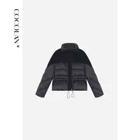 COCOLAN【夜瞳】90白鹅绒绵羊毛大衣拼接鹅绒服女CL8YR802