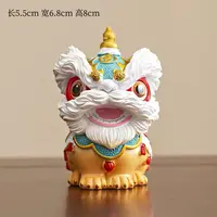 国潮佛山蓝色舞狮醒狮创意摆件高级感小众桌面茶桌装饰工艺品F969