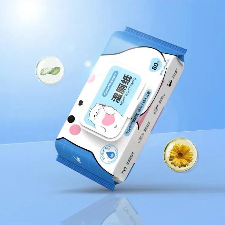Lanhlne/蓝禾医疗80抽湿厕纸压花加厚清洁去污柔软湿厕纸大包装