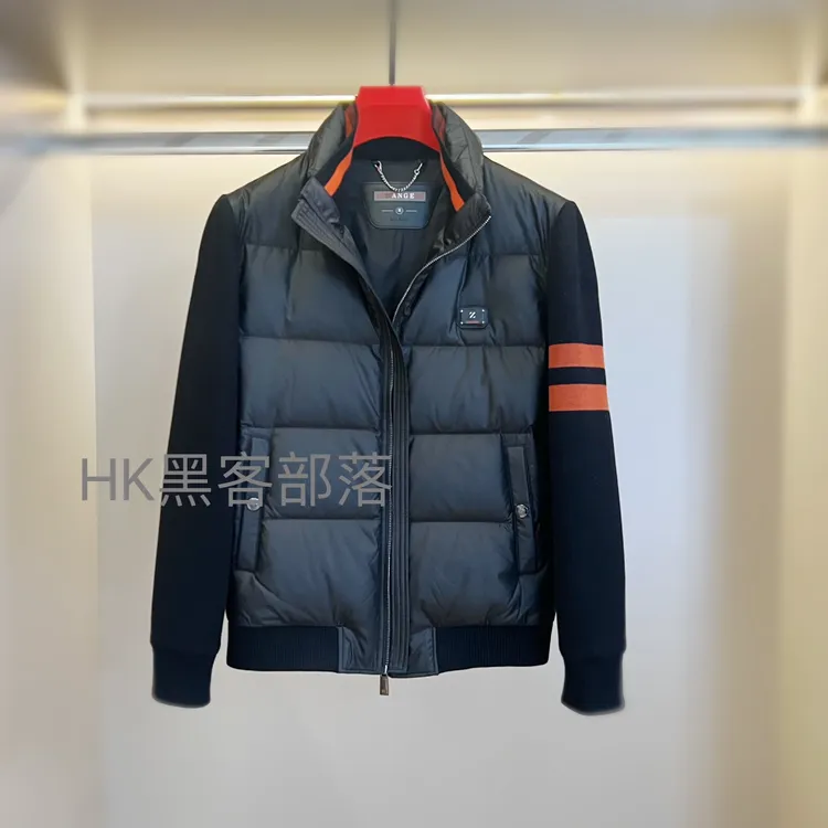 冬季白鸭绒羽绒服保暖防寒时尚修身立领拼接针织袖高级感外套513