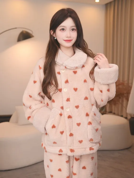 板栗小姐【加厚款恋冬】2025冬季甜美加绒加厚睡衣女套装可外穿