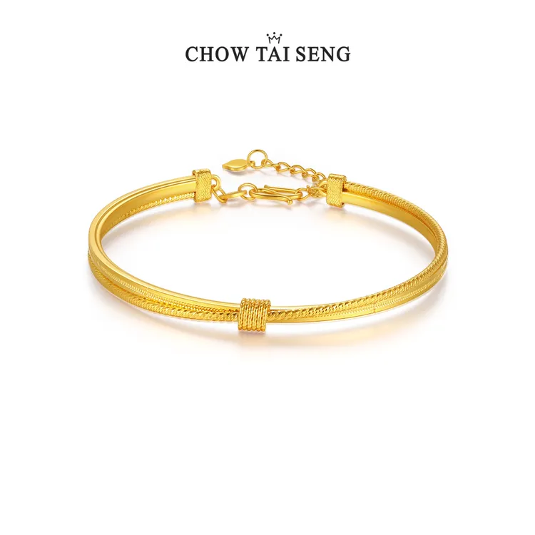 周大生小蛮腰高定手镯镯子金色新款高定珠宝可调节腕饰首饰老钱风