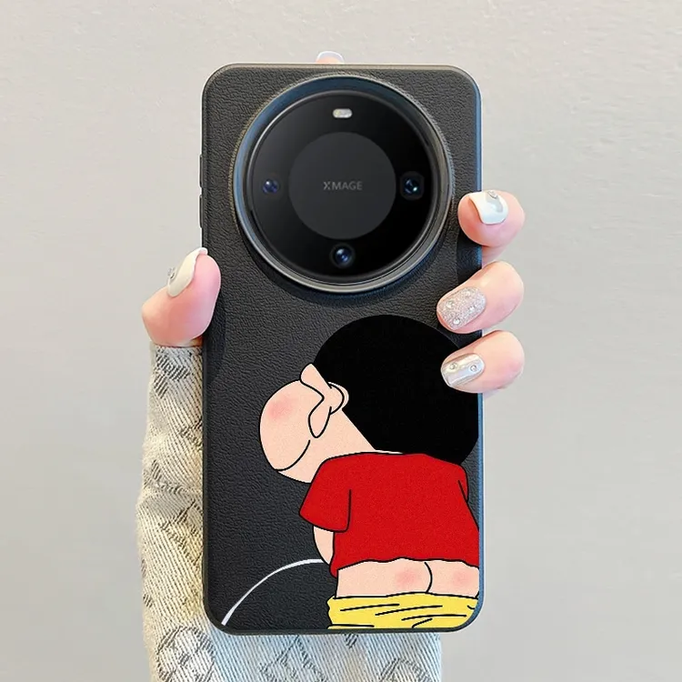 嘘嘘小新适用华为Mate60Pro手机壳70皮纹P50/40创意苹果防摔保护