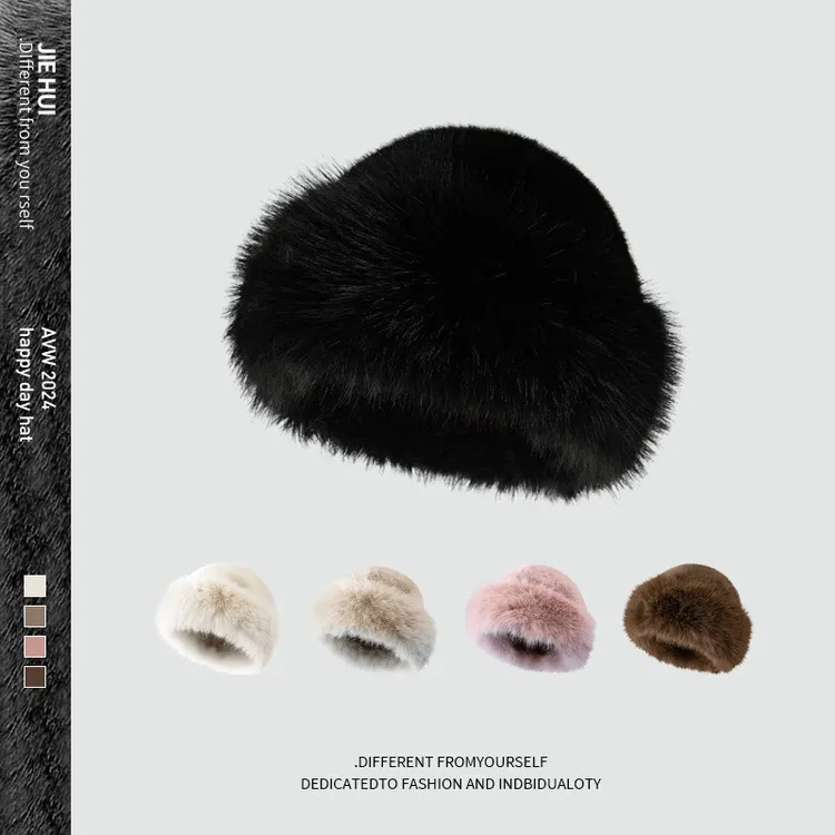 冬季保暖毛线帽绒盆帽女蒙古东北帽帽子女冬渔夫帽韩版百毛毛帽子